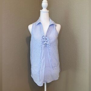 Entro Sleeveless Blue and White Strip Blouse Size M